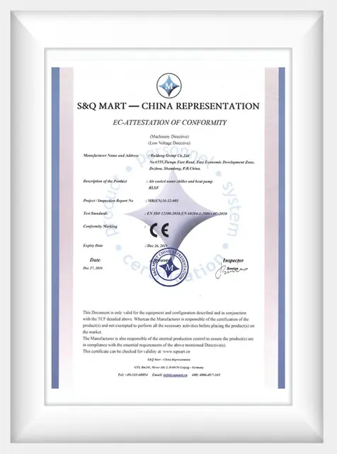 CE certification for HVAC equipment